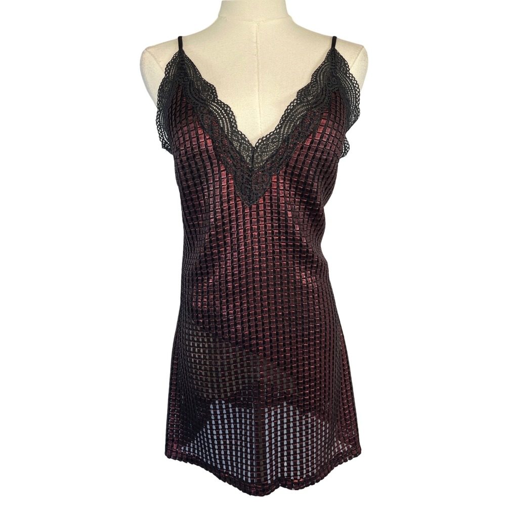 House of Holland Metallic Lace Trim Mini Dress 4 Edgy Glam Date Party Feminine